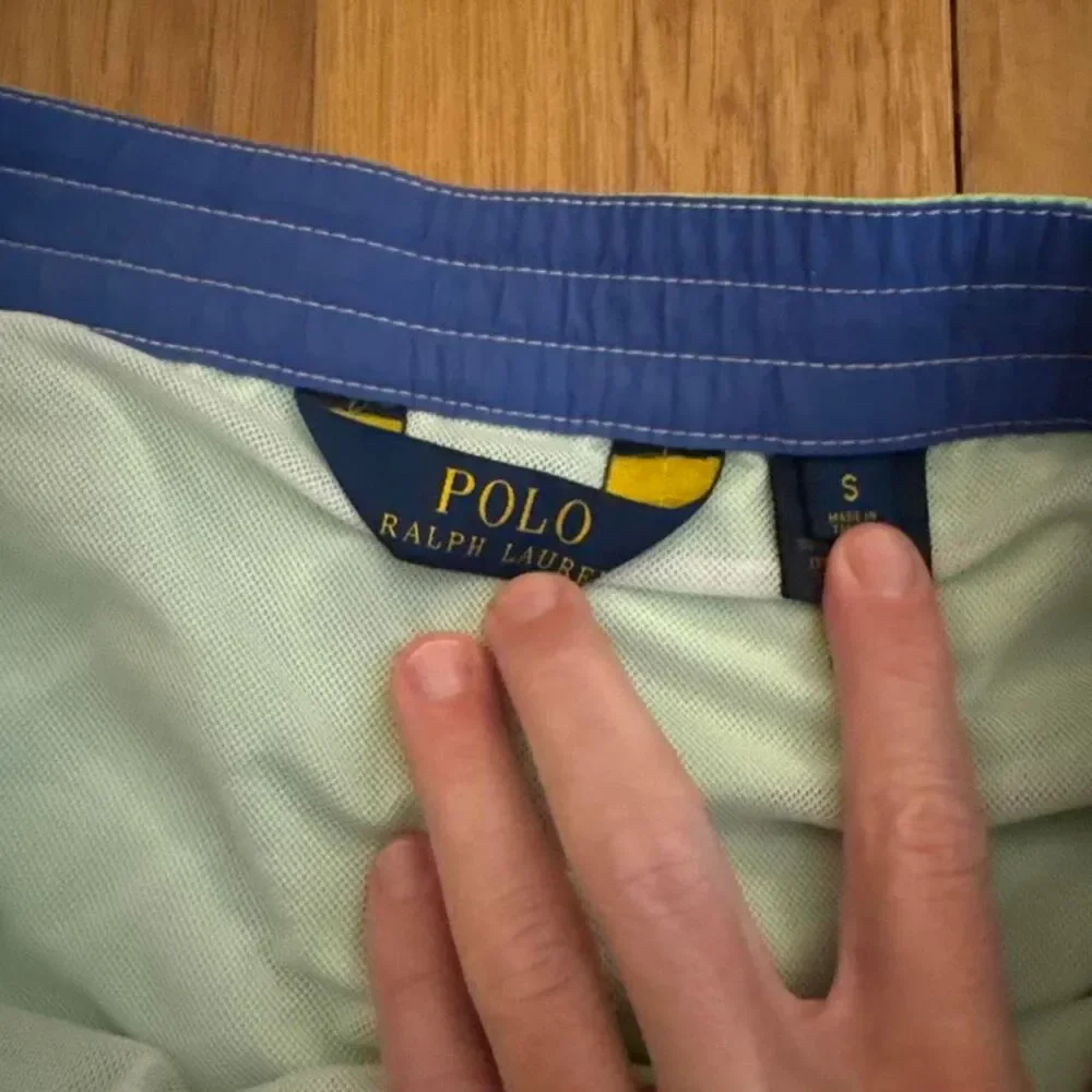 Polo Ralph Lauren mesh lined lime green cargo swim trunk shorts Small